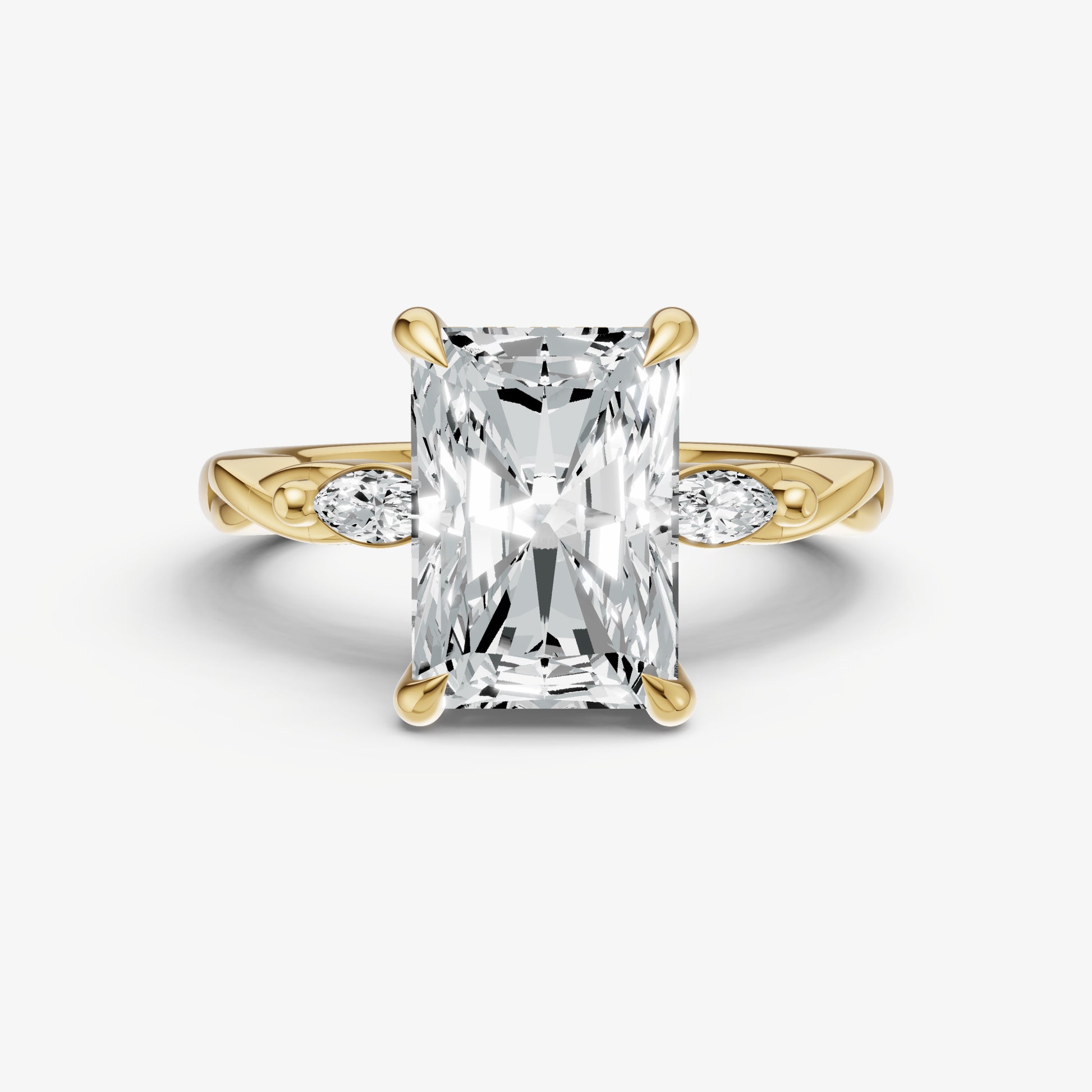 Radiant Engagement Ring with Marquise Accent Diamonds