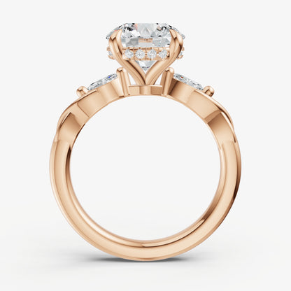 Round Engagement Ring with Marquise Accent Diamonds