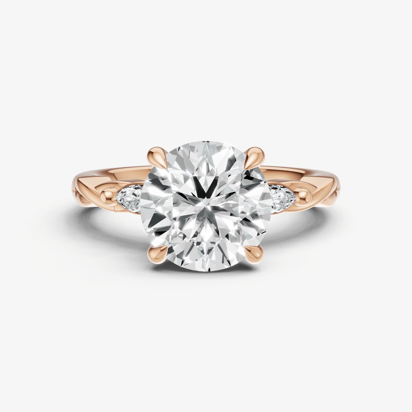 Round Engagement Ring with Marquise Accent Diamonds