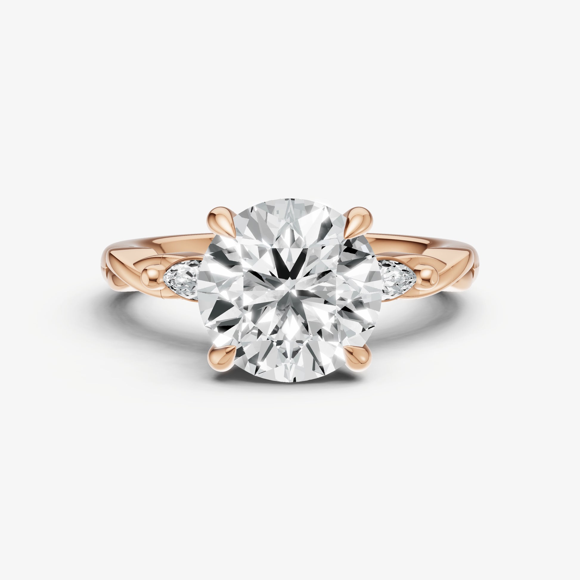 Round Engagement Ring with Marquise Accent Diamonds