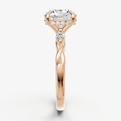 Round Engagement Ring with Marquise Accent Diamonds