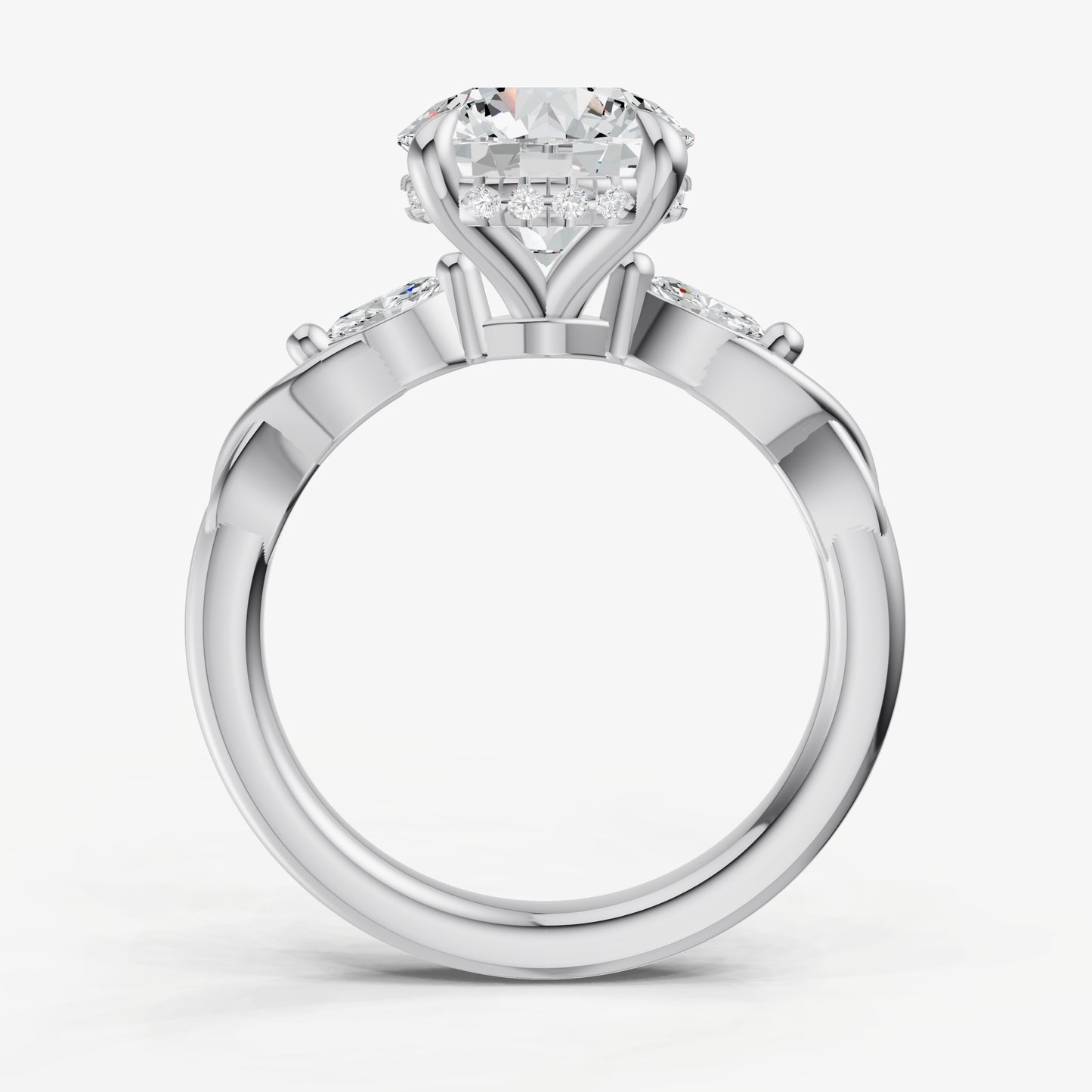 Round Engagement Ring with Marquise Accent Diamonds