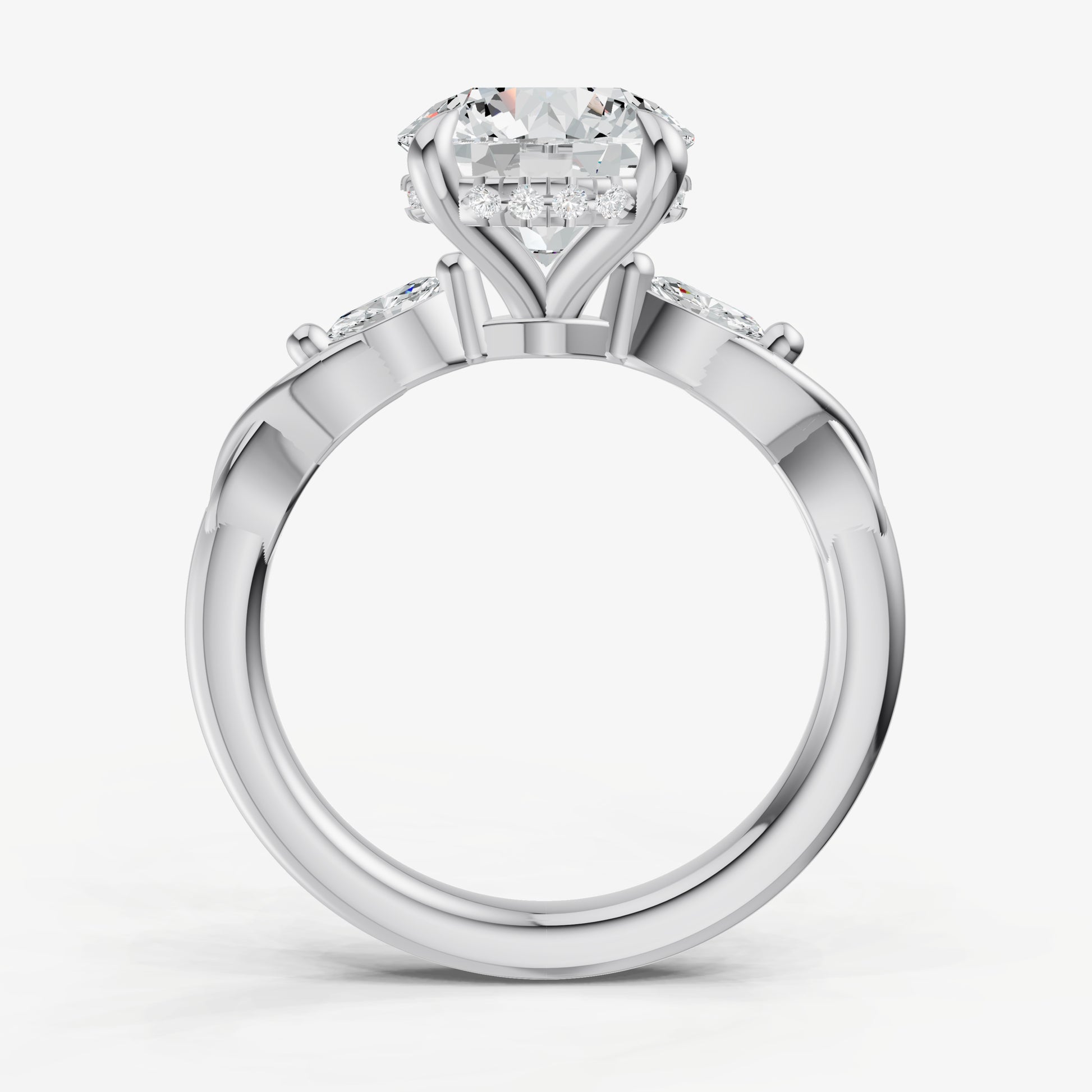 Round Engagement Ring with Marquise Accent Diamonds