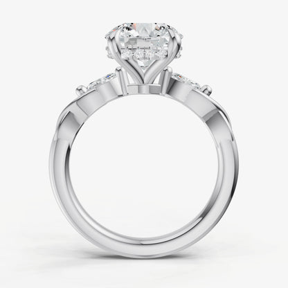 Round Engagement Ring with Marquise Accent Diamonds