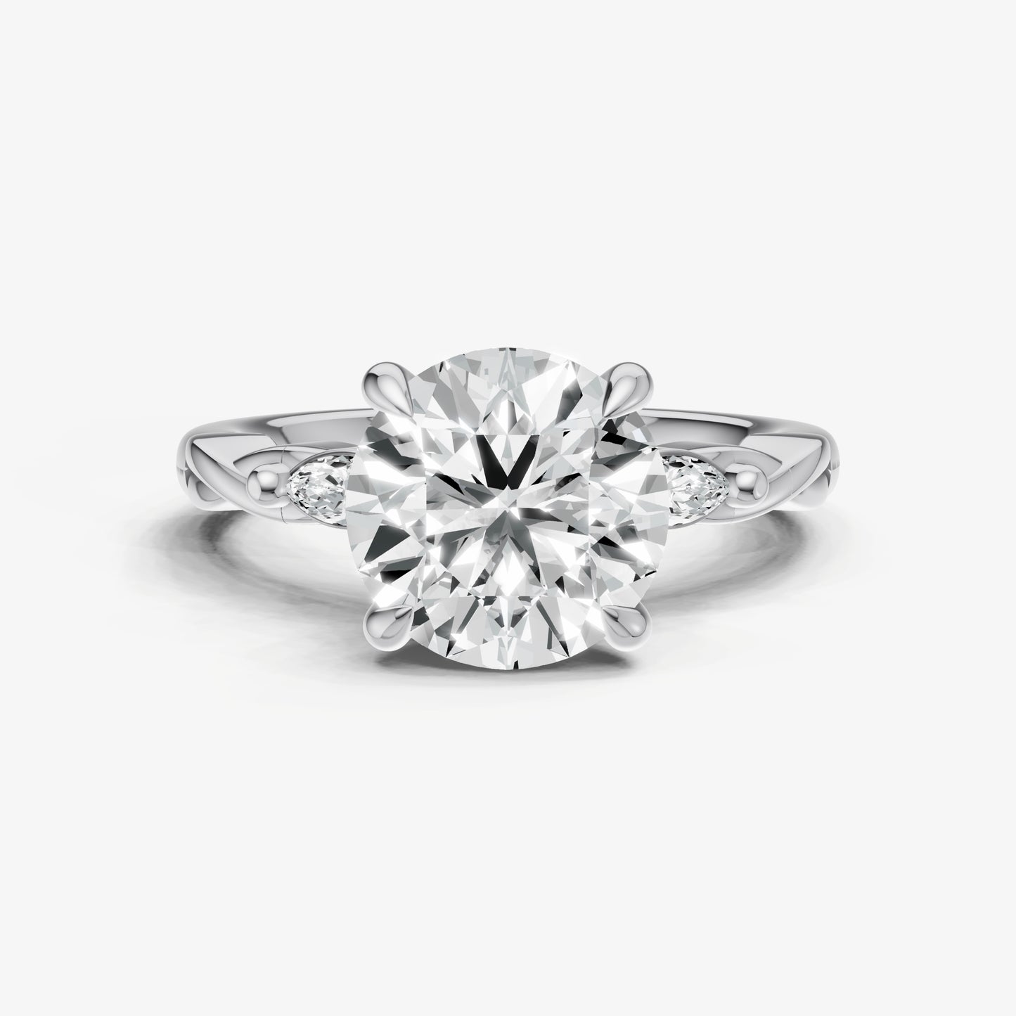 Round Engagement Ring with Marquise Accent Diamonds