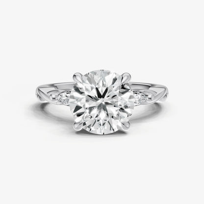 Round Engagement Ring with Marquise Accent Diamonds