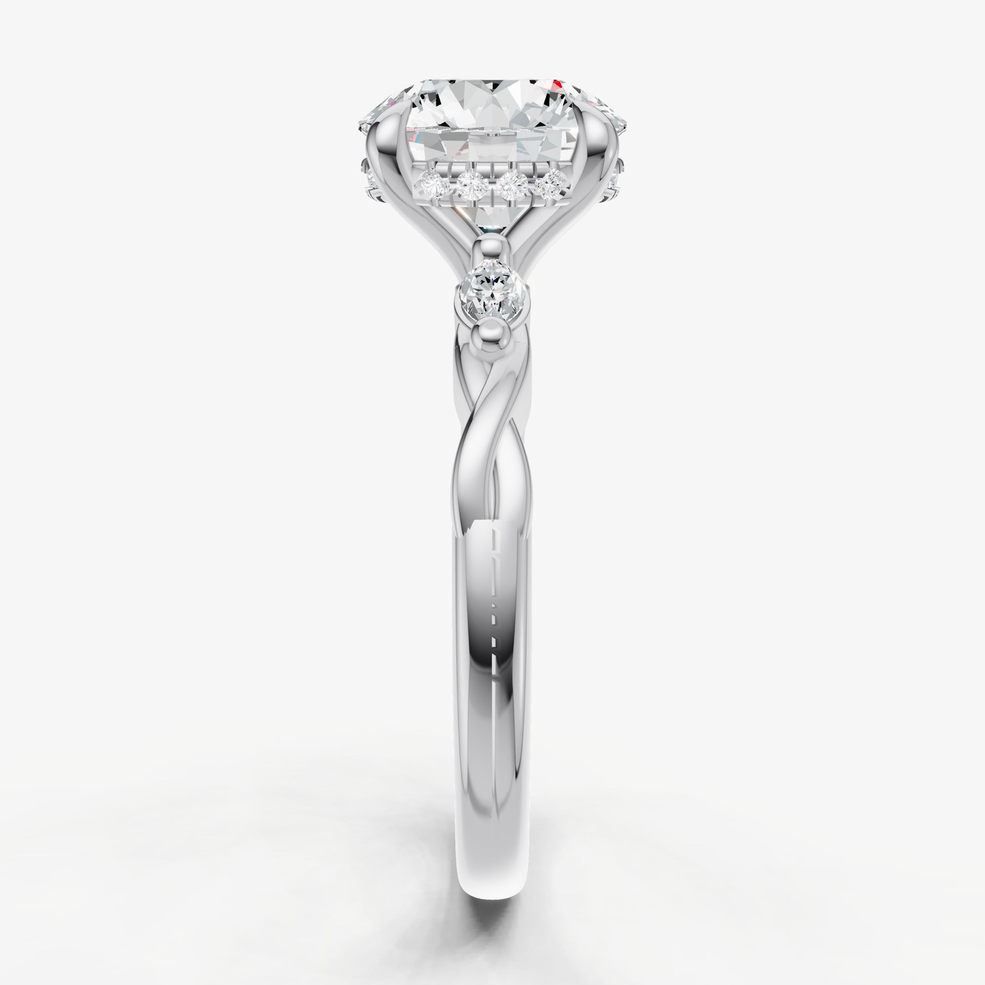 Round Engagement Ring with Marquise Accent Diamonds