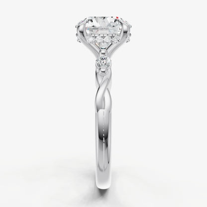 Round Engagement Ring with Marquise Accent Diamonds