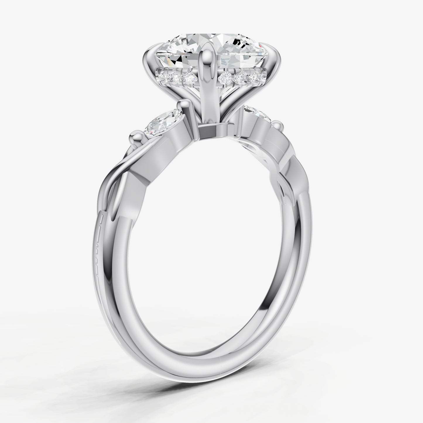 Round Engagement Ring with Marquise Accent Diamonds