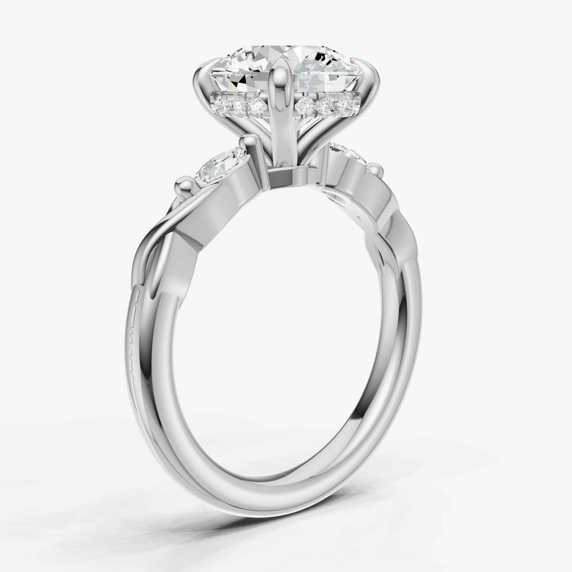 Round Engagement Ring with Marquise Accent Diamonds