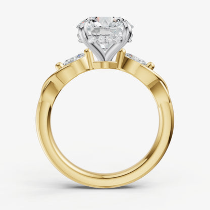 Round Engagement Ring with Marquise Accent Diamonds