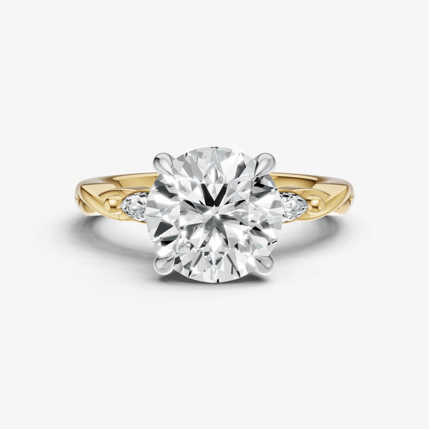 Round Engagement Ring with Marquise Accent Diamonds