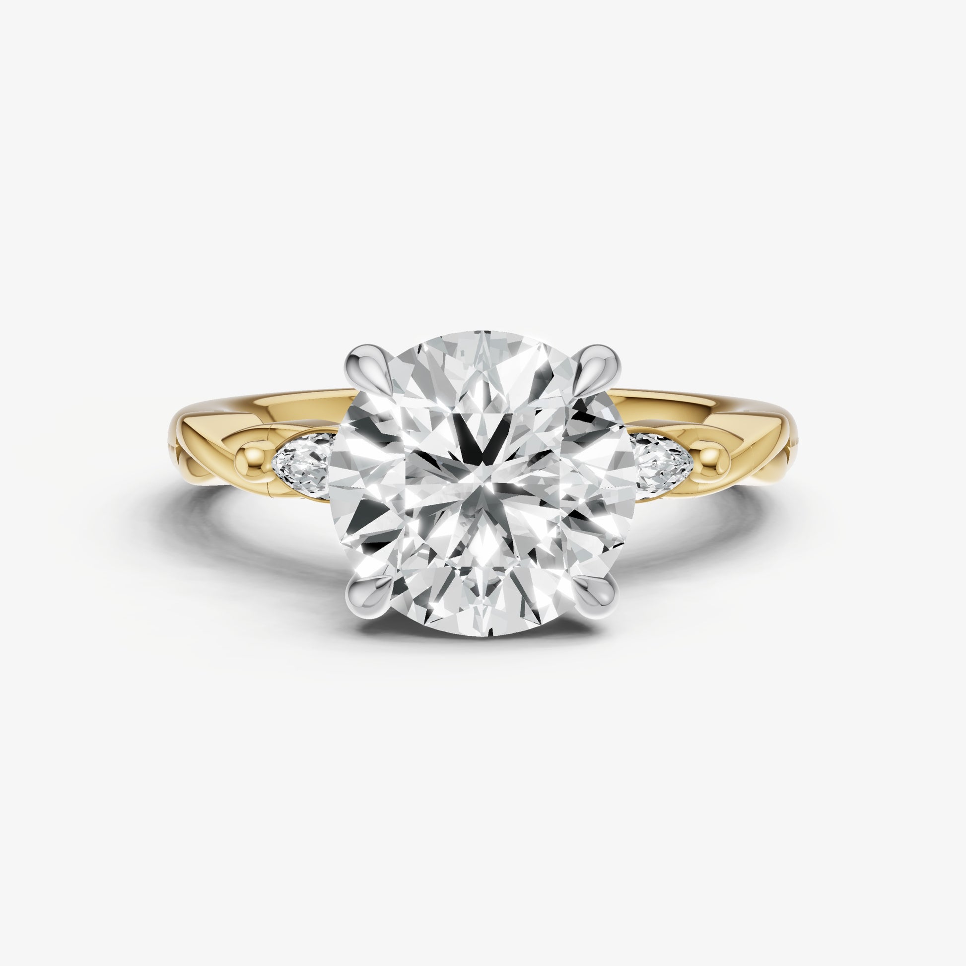 Round Engagement Ring with Marquise Accent Diamonds