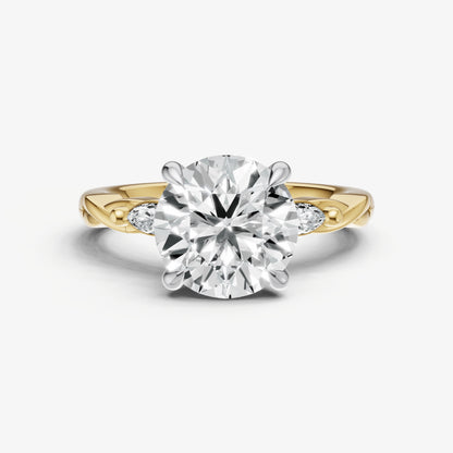 Round Engagement Ring with Marquise Accent Diamonds