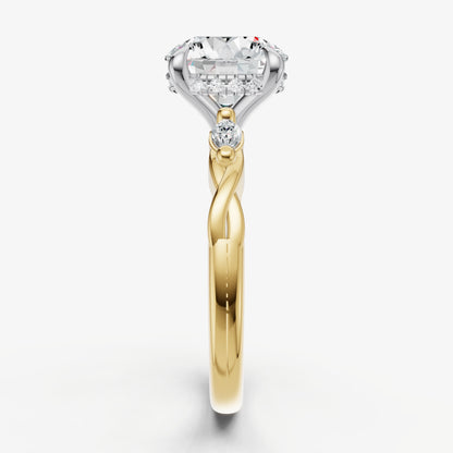 Round Engagement Ring with Marquise Accent Diamonds