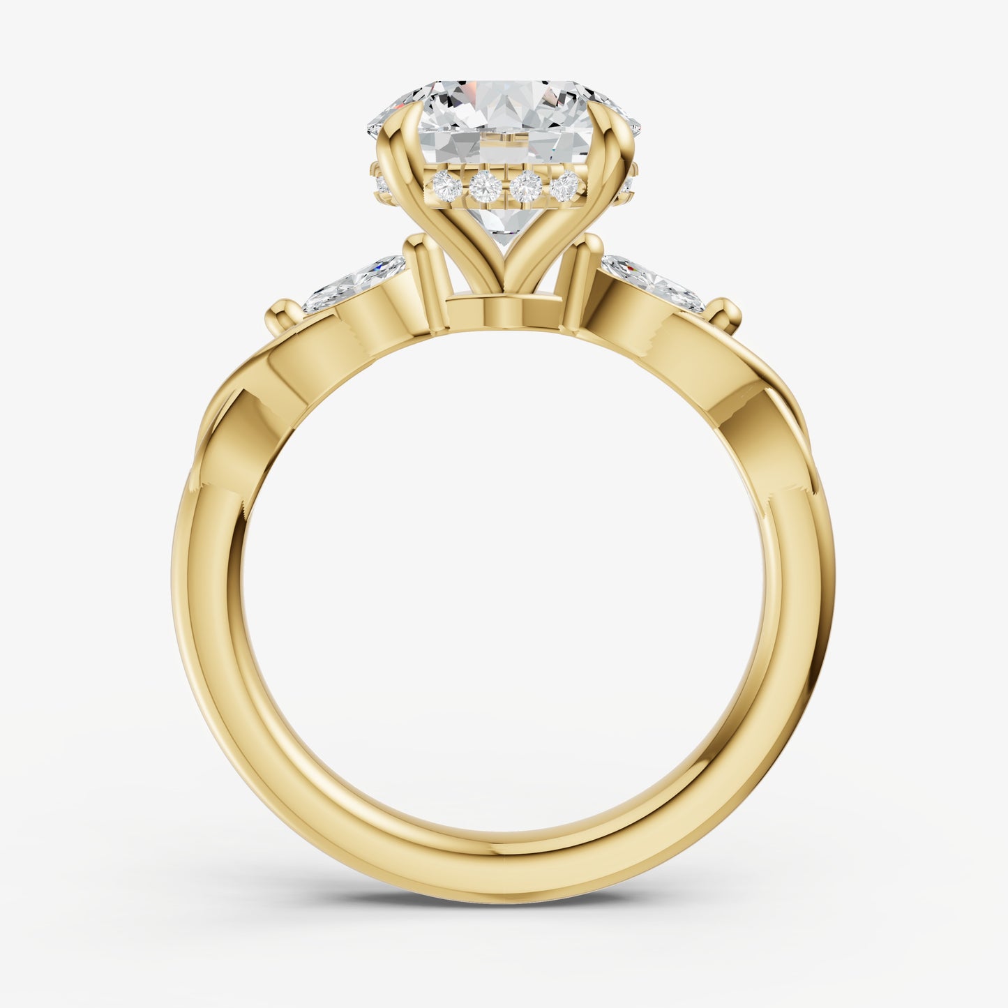 Round Engagement Ring with Marquise Accent Diamonds