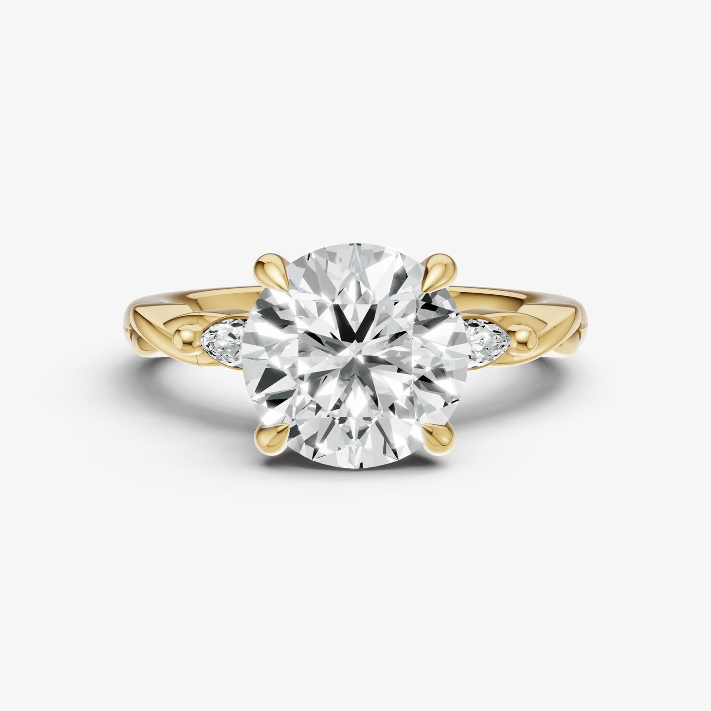Round Engagement Ring with Marquise Accent Diamonds