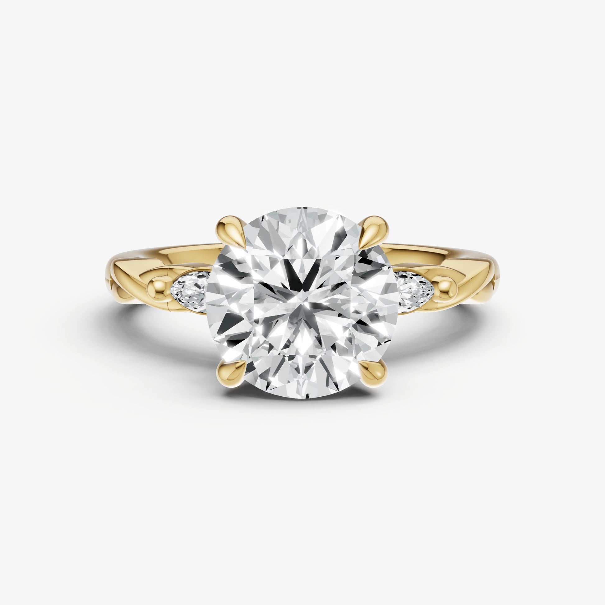 Round Engagement Ring with Marquise Accent Diamonds