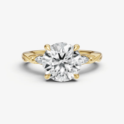 Round Engagement Ring with Marquise Accent Diamonds