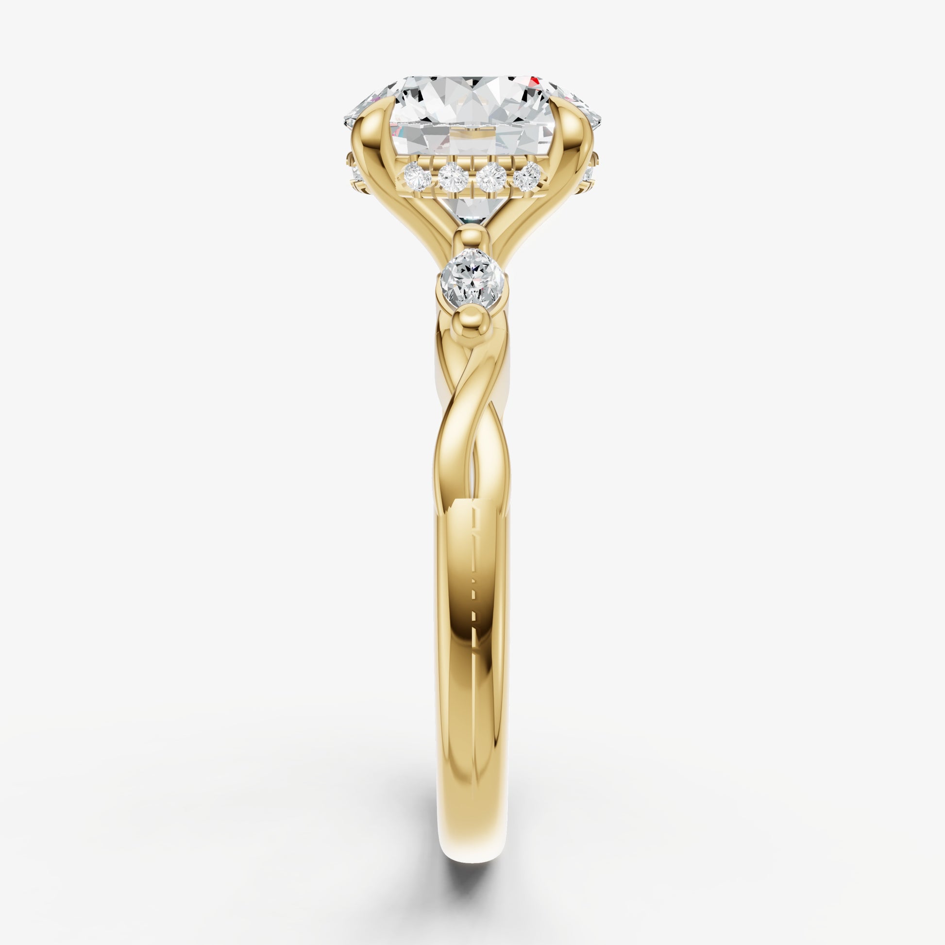 Round Engagement Ring with Marquise Accent Diamonds