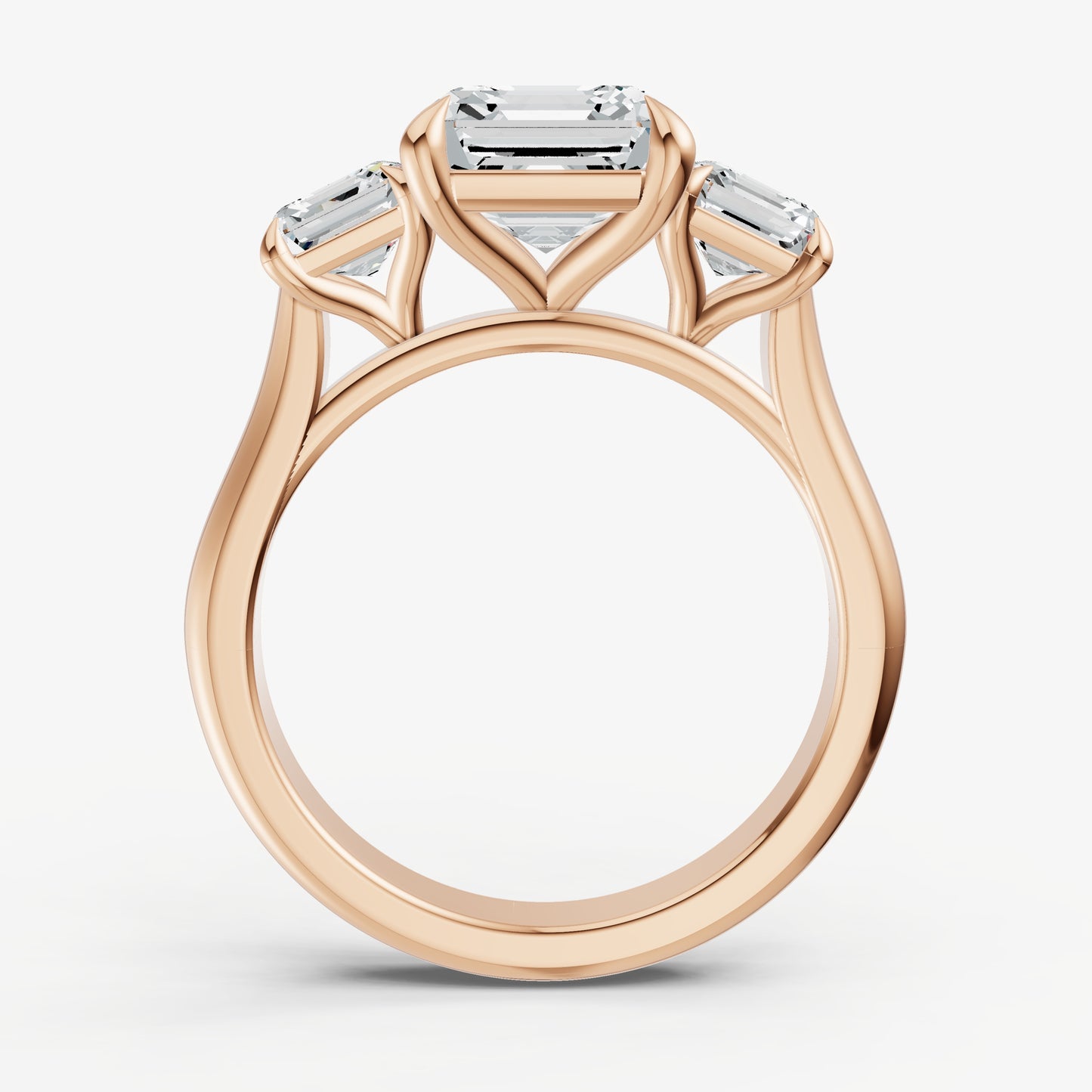 Asscher Trilogy Diamond Engagement Ring with 0.50ct Side Stones