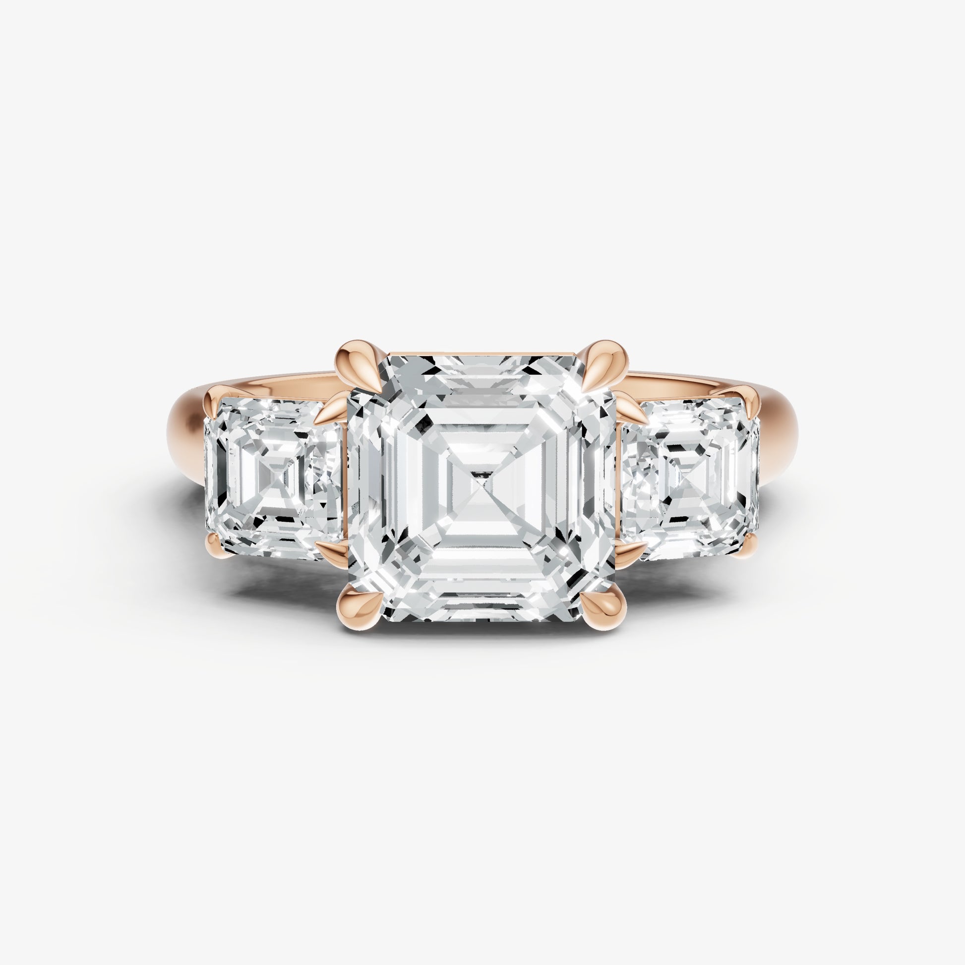 Asscher Trilogy Diamond Engagement Ring with 0.50ct Side Stones