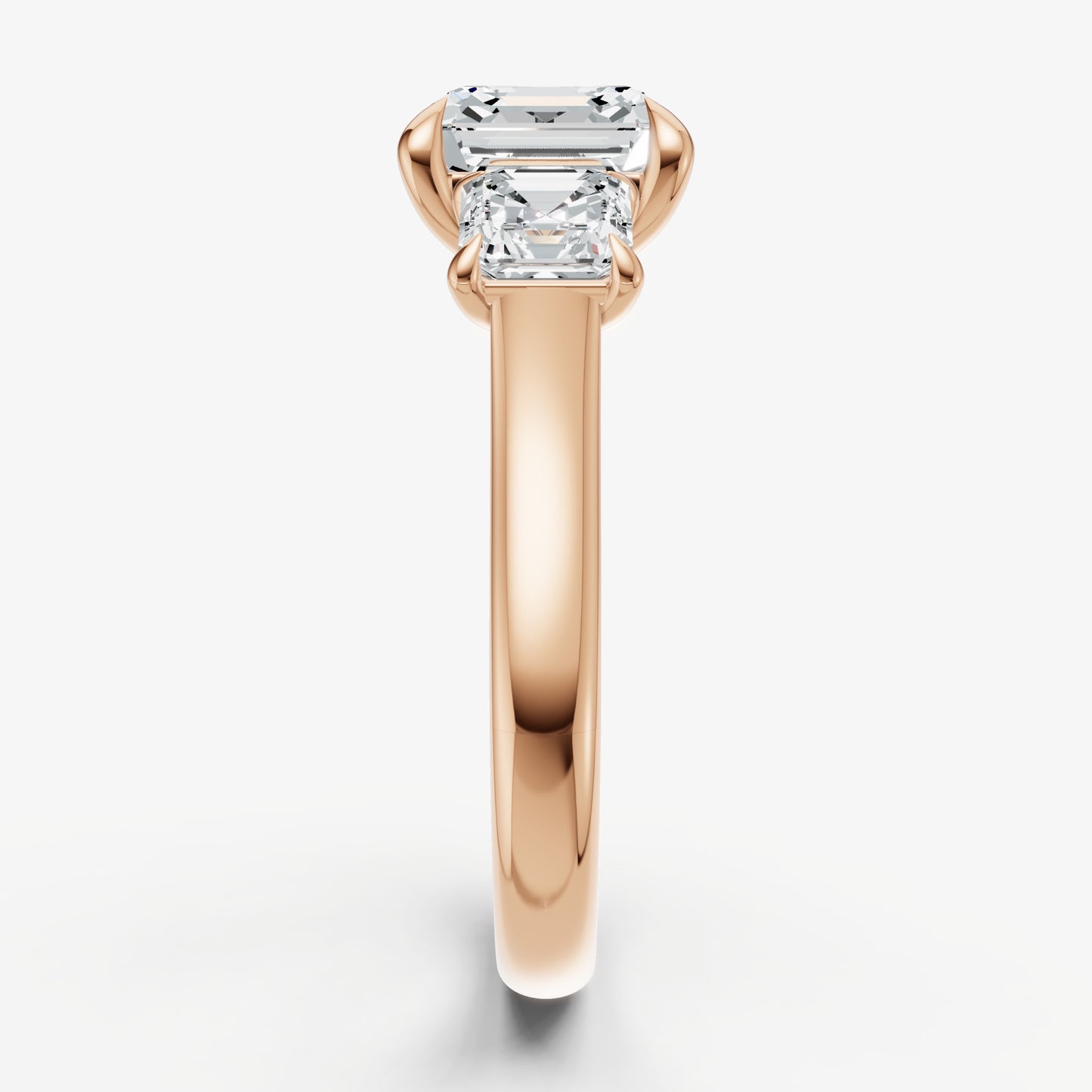 Asscher Trilogy Diamond Engagement Ring with 0.50ct Side Stones