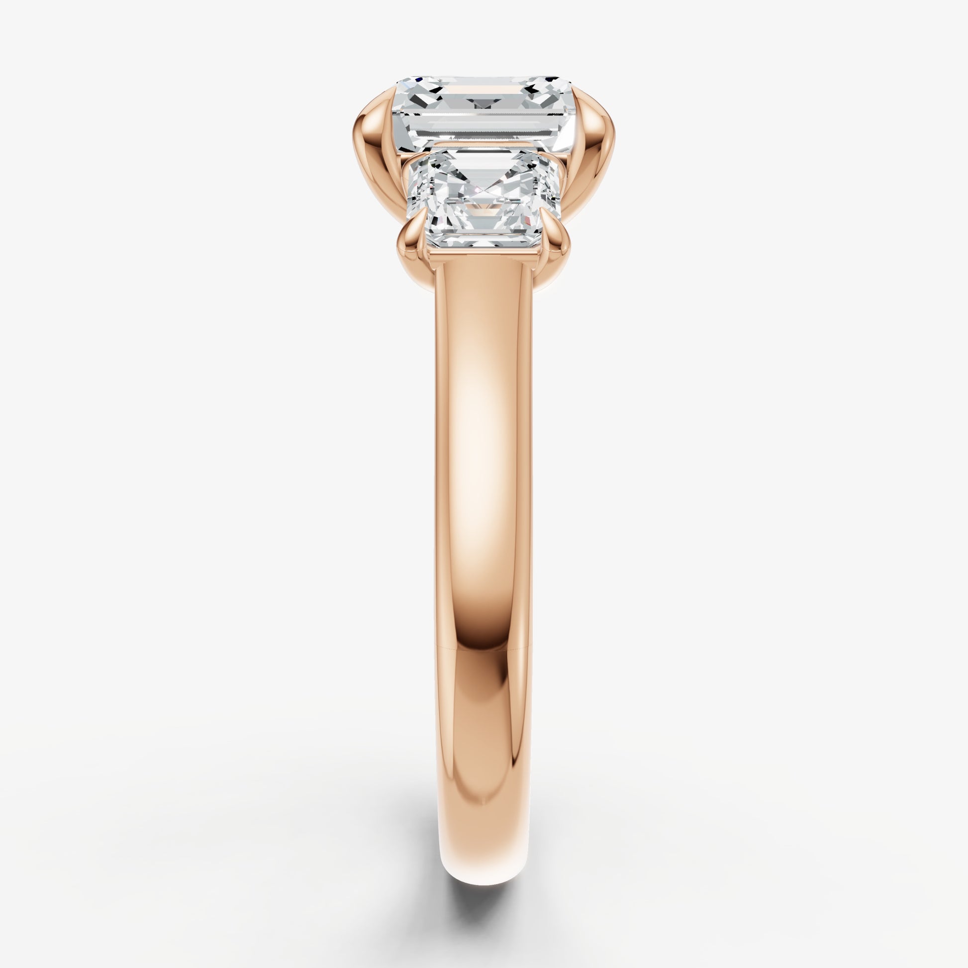 Asscher Trilogy Diamond Engagement Ring with 0.50ct Side Stones