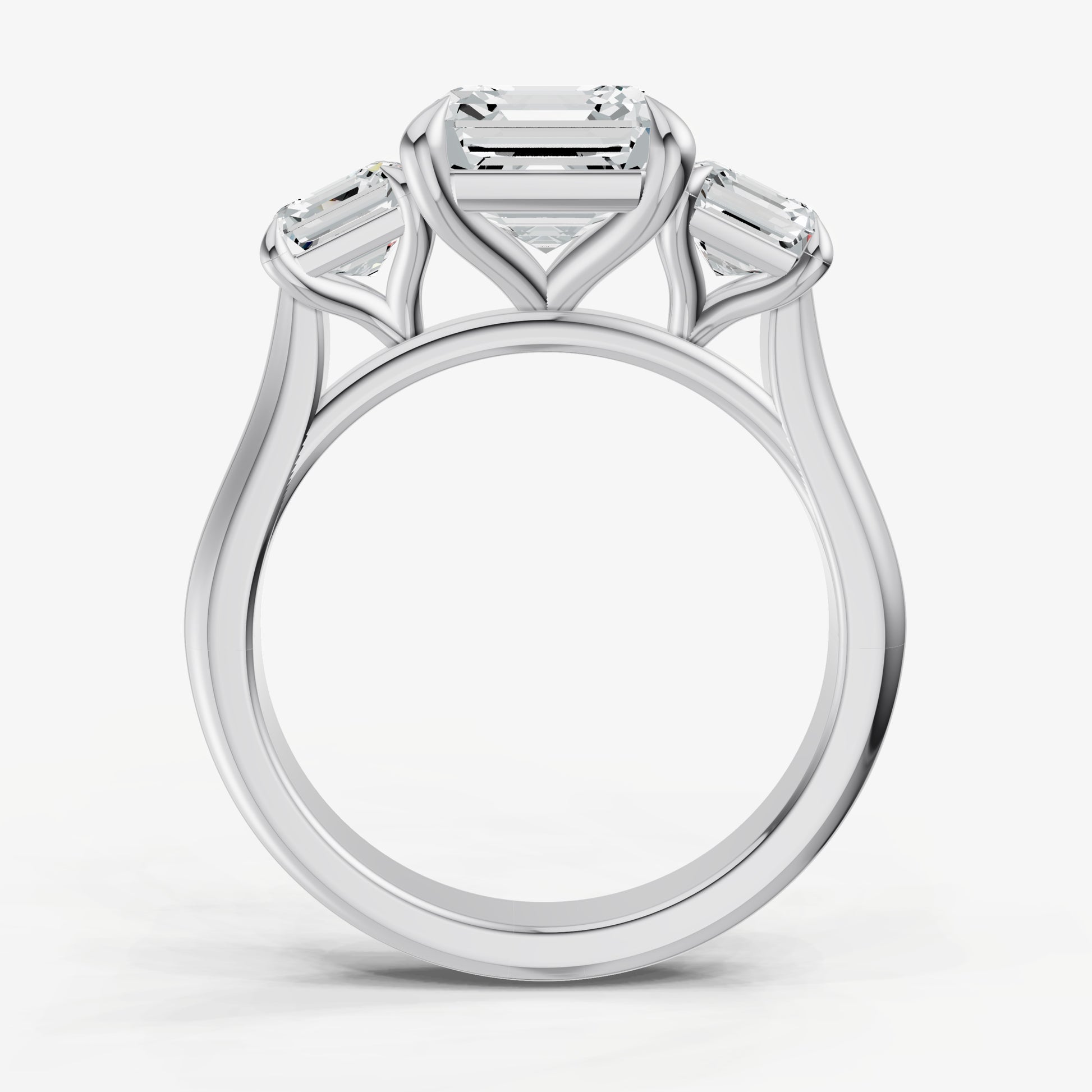 Asscher Trilogy Diamond Engagement Ring with 0.50ct Side Stones