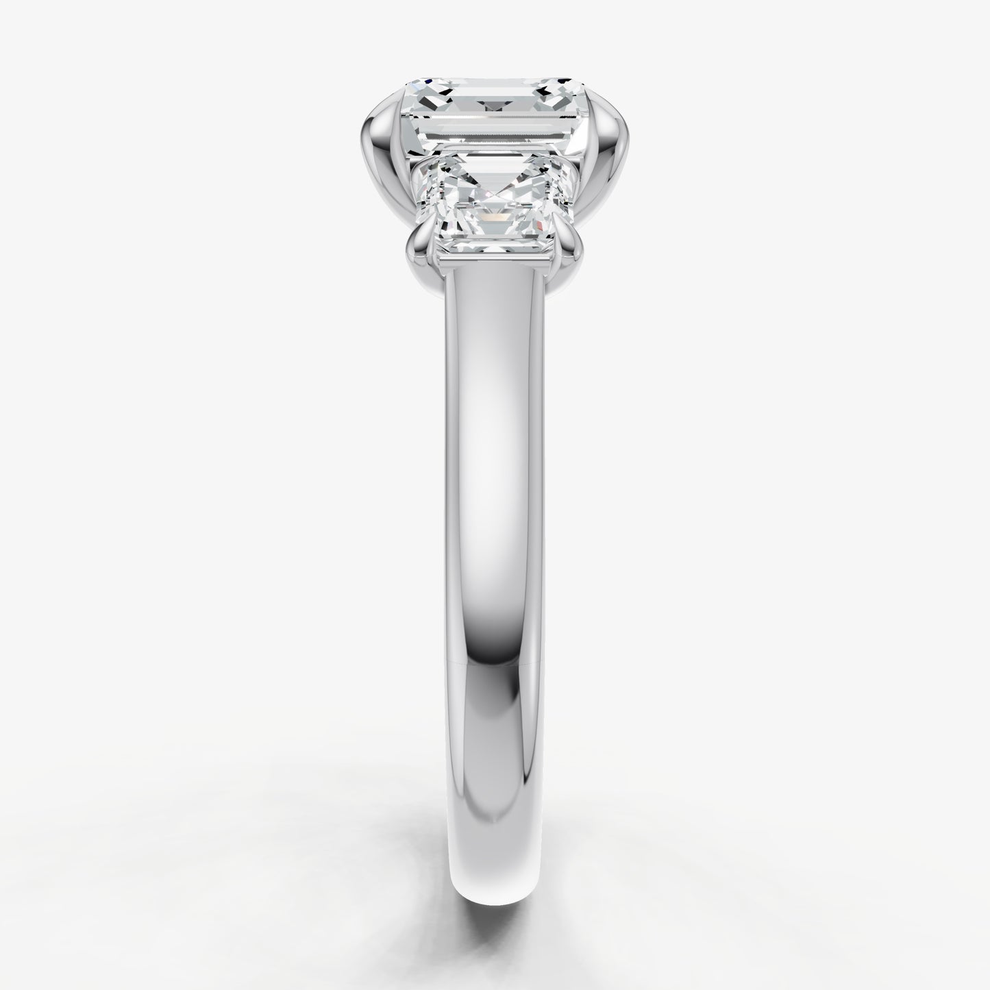 Asscher Trilogy Diamond Engagement Ring with 0.50ct Side Stones