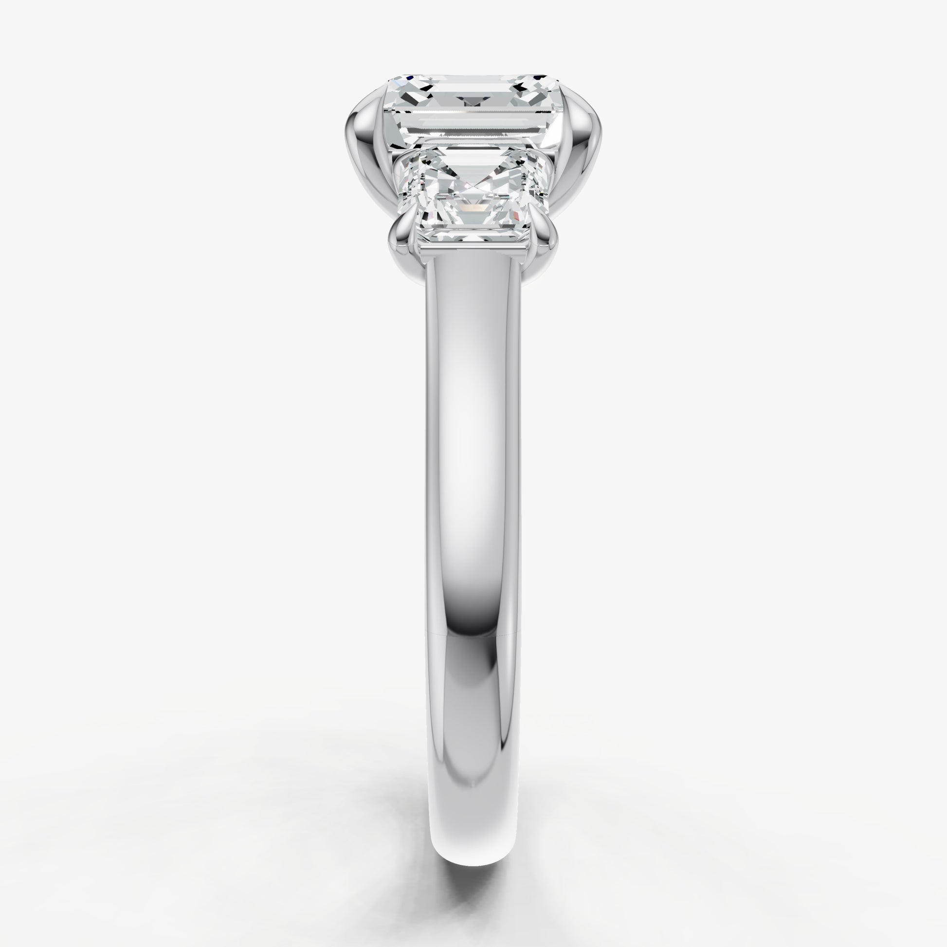Asscher Trilogy Diamond Engagement Ring with 0.50ct Side Stones