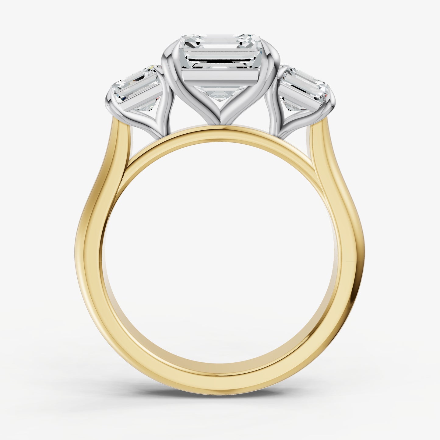 Asscher Trilogy Diamond Engagement Ring with 0.50ct Side Stones