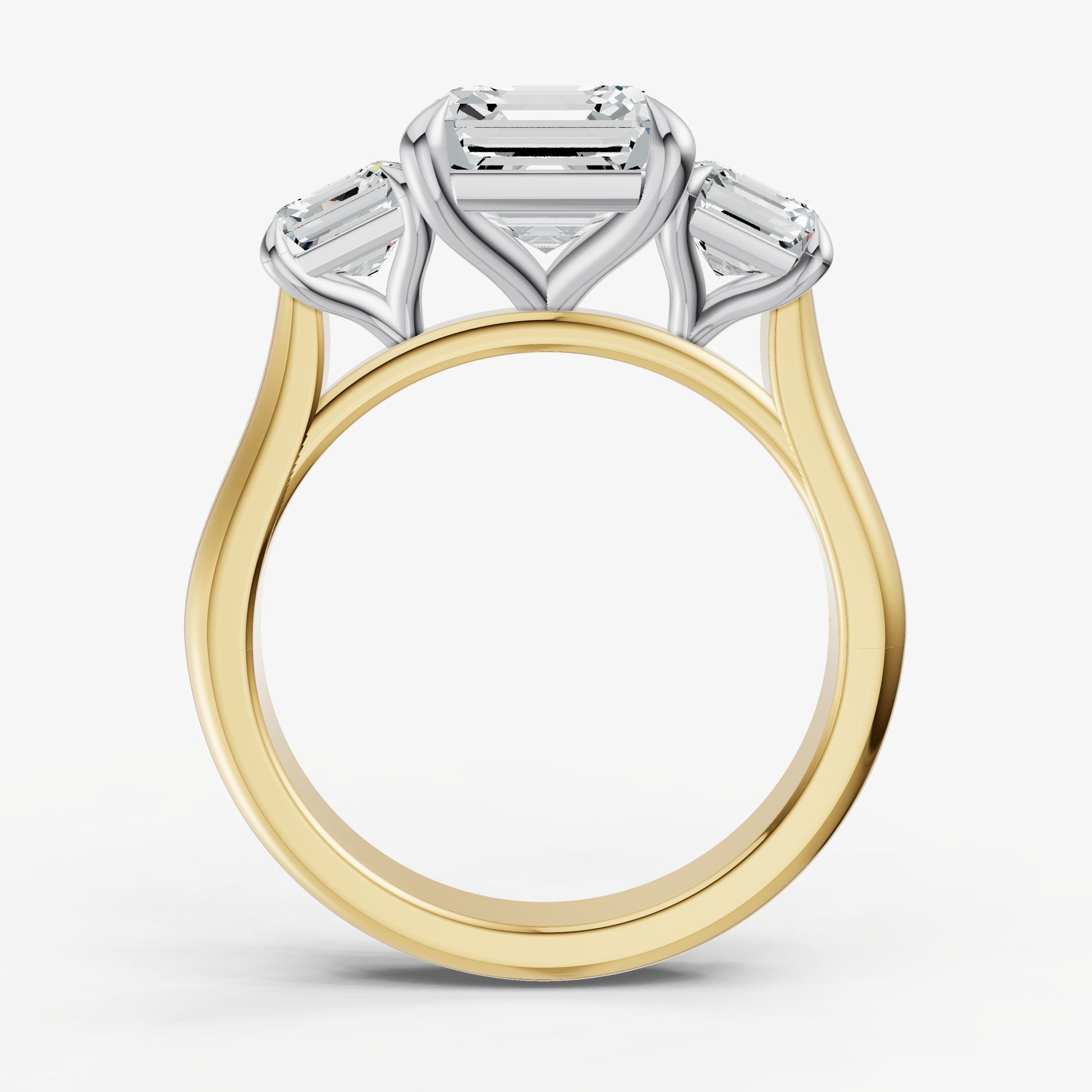 Asscher Trilogy Diamond Engagement Ring with 0.50ct Side Stones