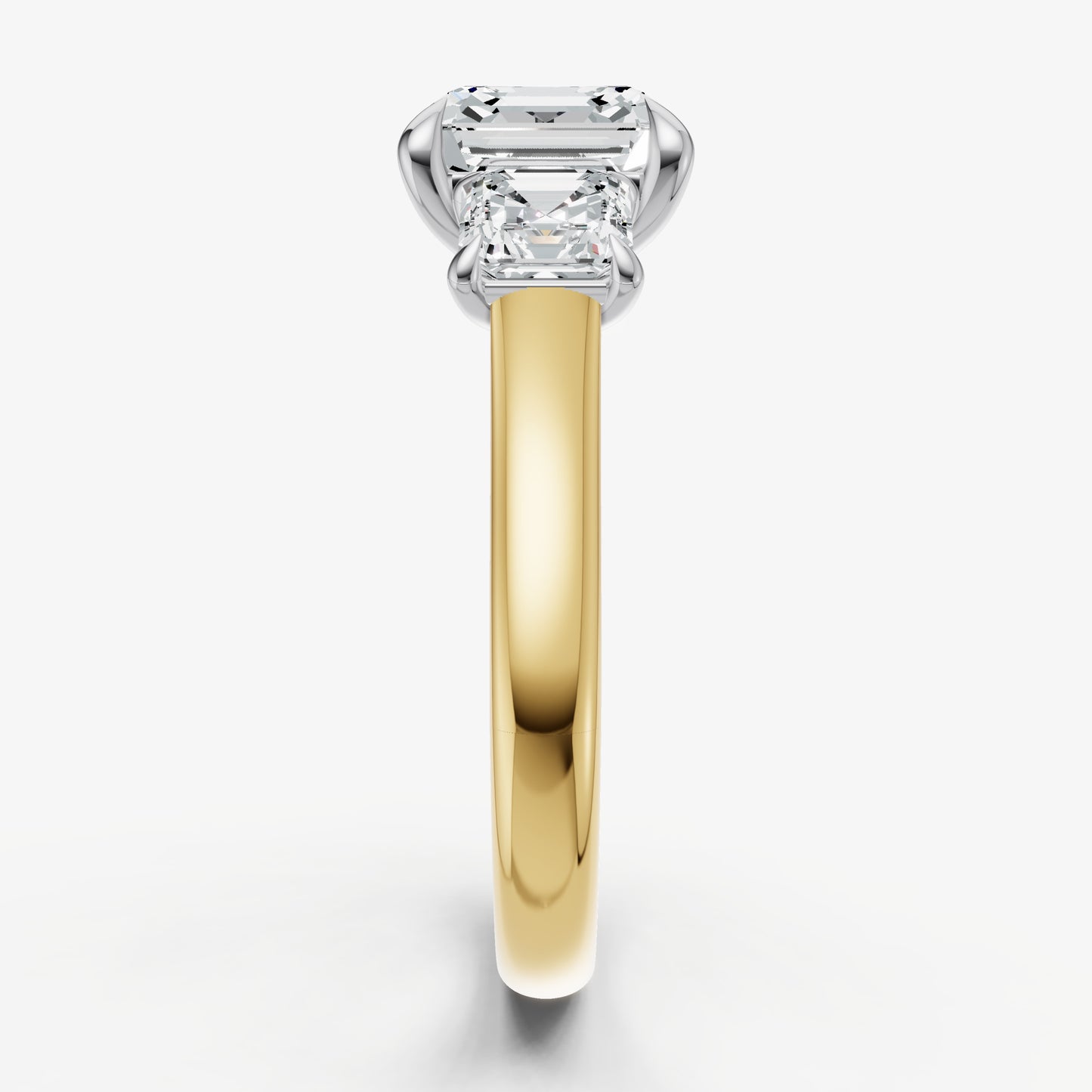 Asscher Trilogy Diamond Engagement Ring with 0.50ct Side Stones
