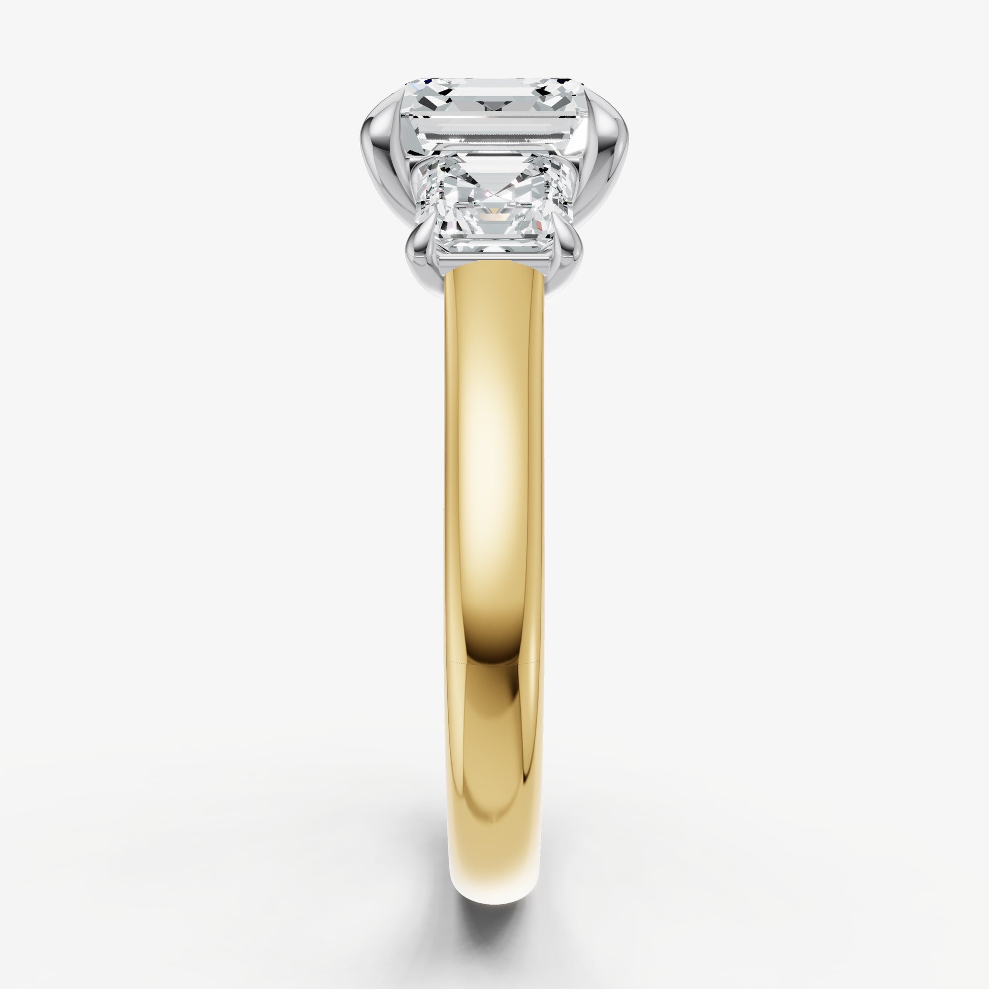 Asscher Trilogy Diamond Engagement Ring with 0.50ct Side Stones