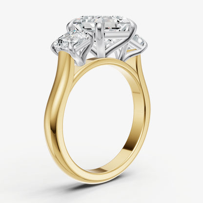 Asscher Trilogy Diamond Engagement Ring with 0.50ct Side Stones