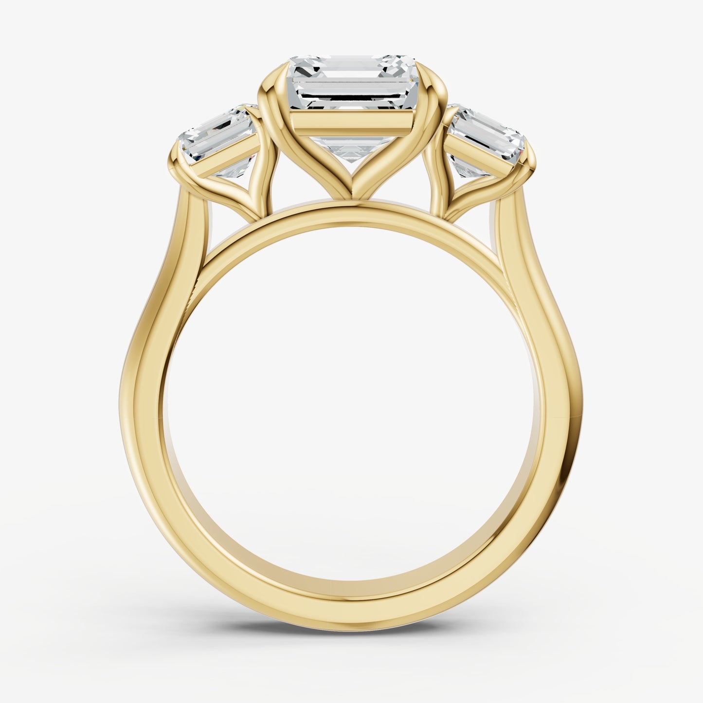 Asscher Trilogy Diamond Engagement Ring with 0.50ct Side Stones