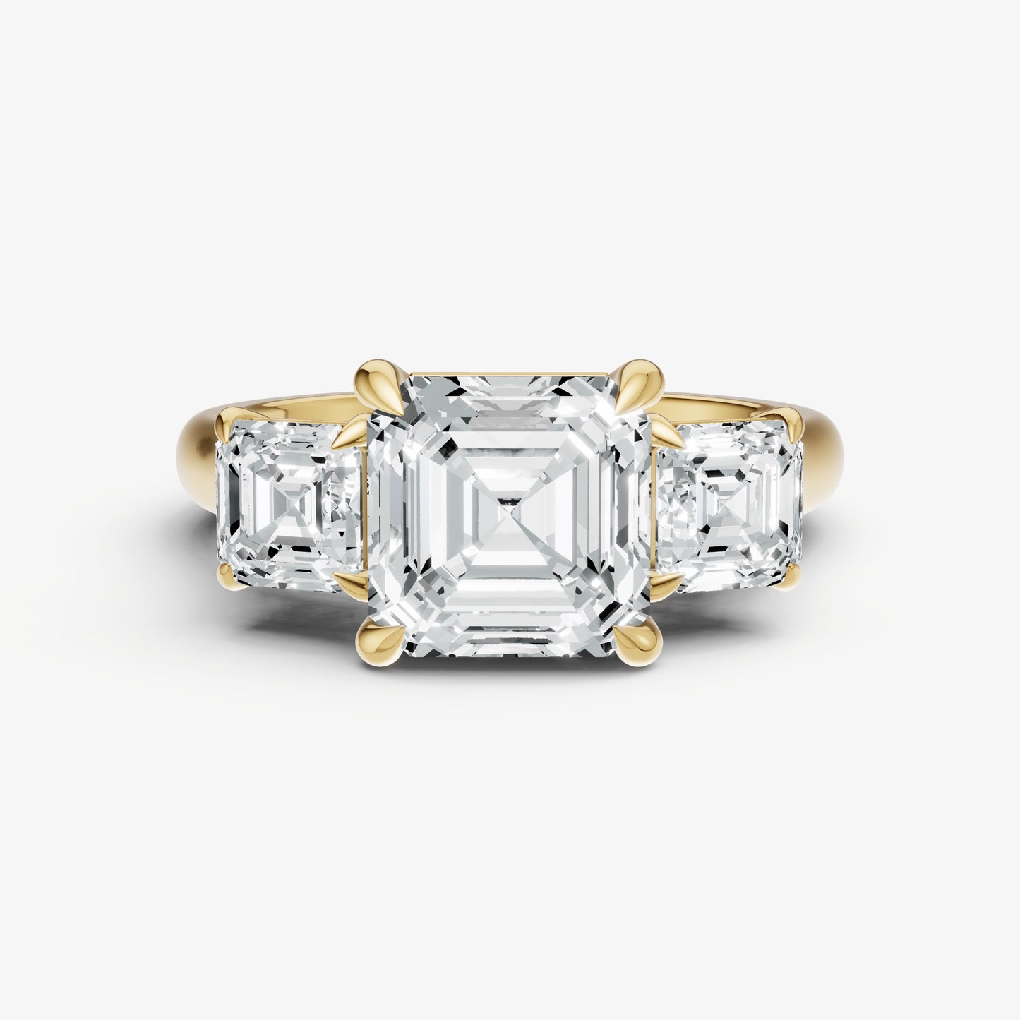 Asscher Trilogy Diamond Engagement Ring with 0.50ct Side Stones