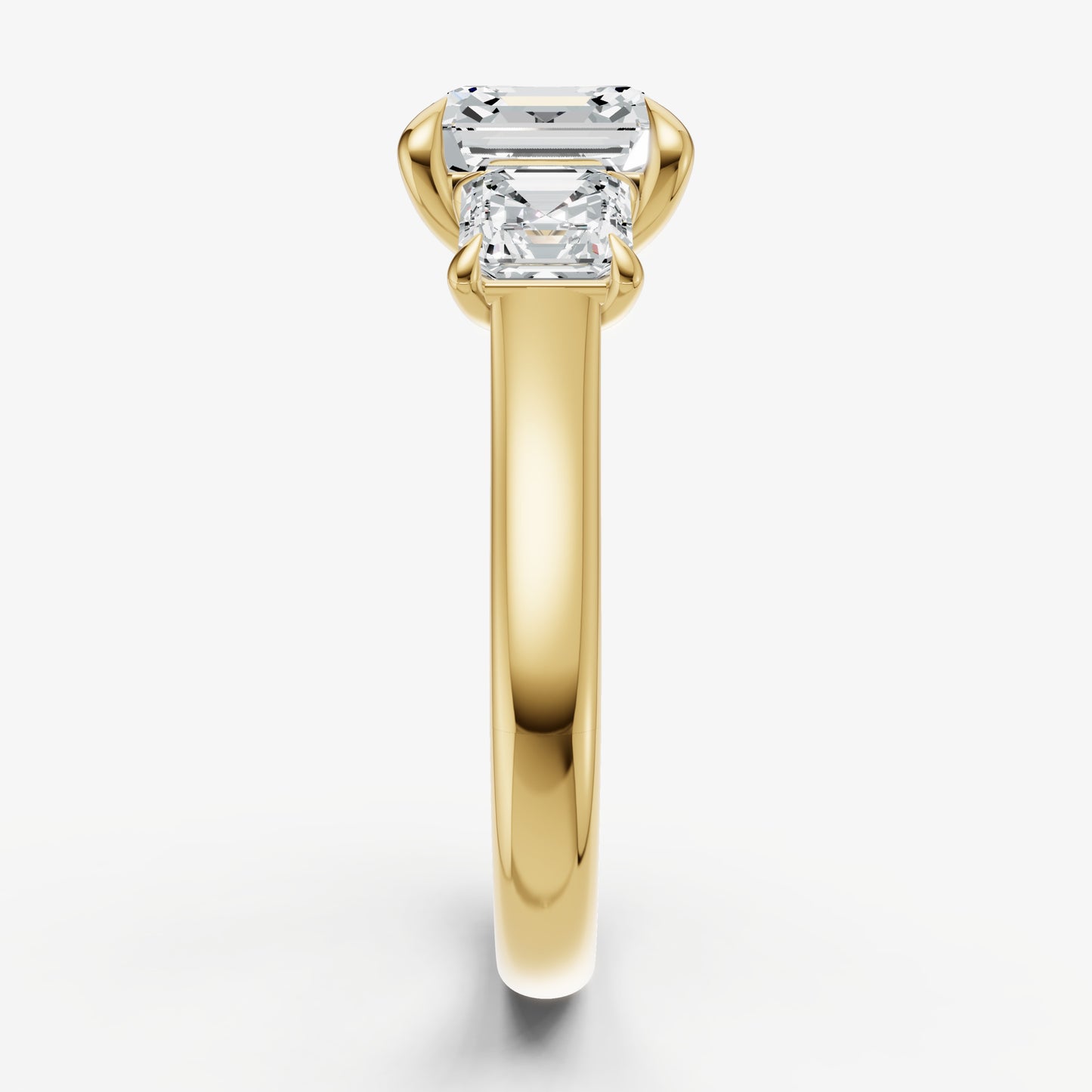 Asscher Trilogy Diamond Engagement Ring with 0.50ct Side Stones