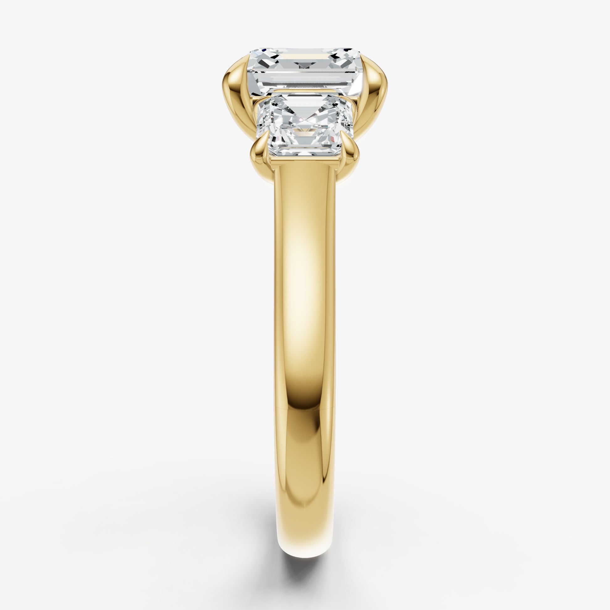 Asscher Trilogy Diamond Engagement Ring with 0.50ct Side Stones