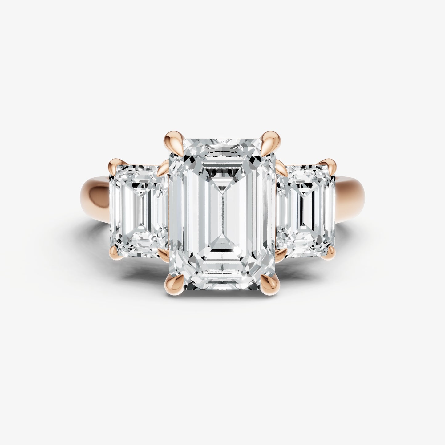 Emerald Trilogy Diamond Engagement Ring with 0.50ct Side Stones