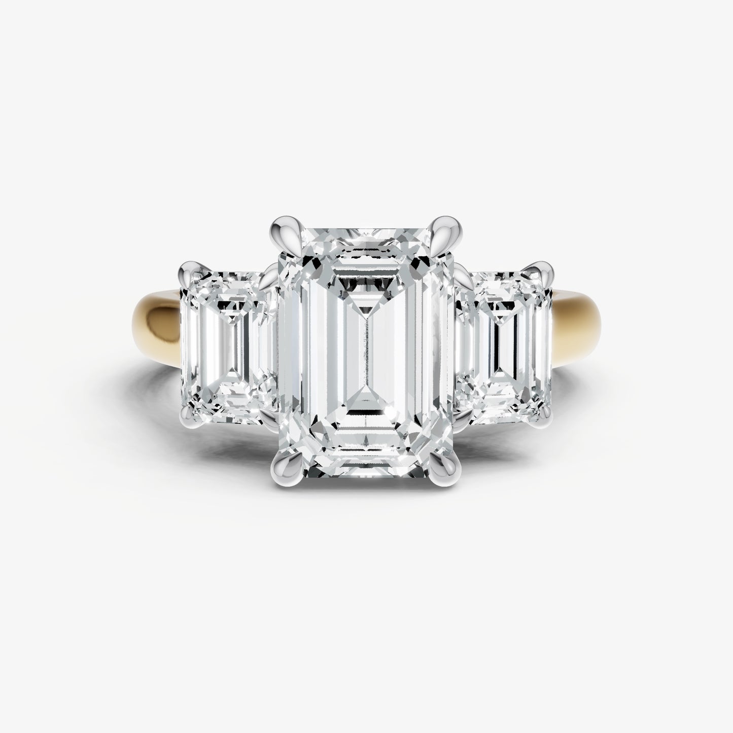 Emerald Trilogy Diamond Engagement Ring with 0.50ct Side Stones