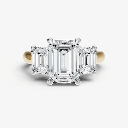Emerald Trilogy Diamond Engagement Ring with 0.50ct Side Stones