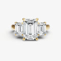 Emerald Trilogy Diamond Engagement Ring with 0.50ct Side Stones