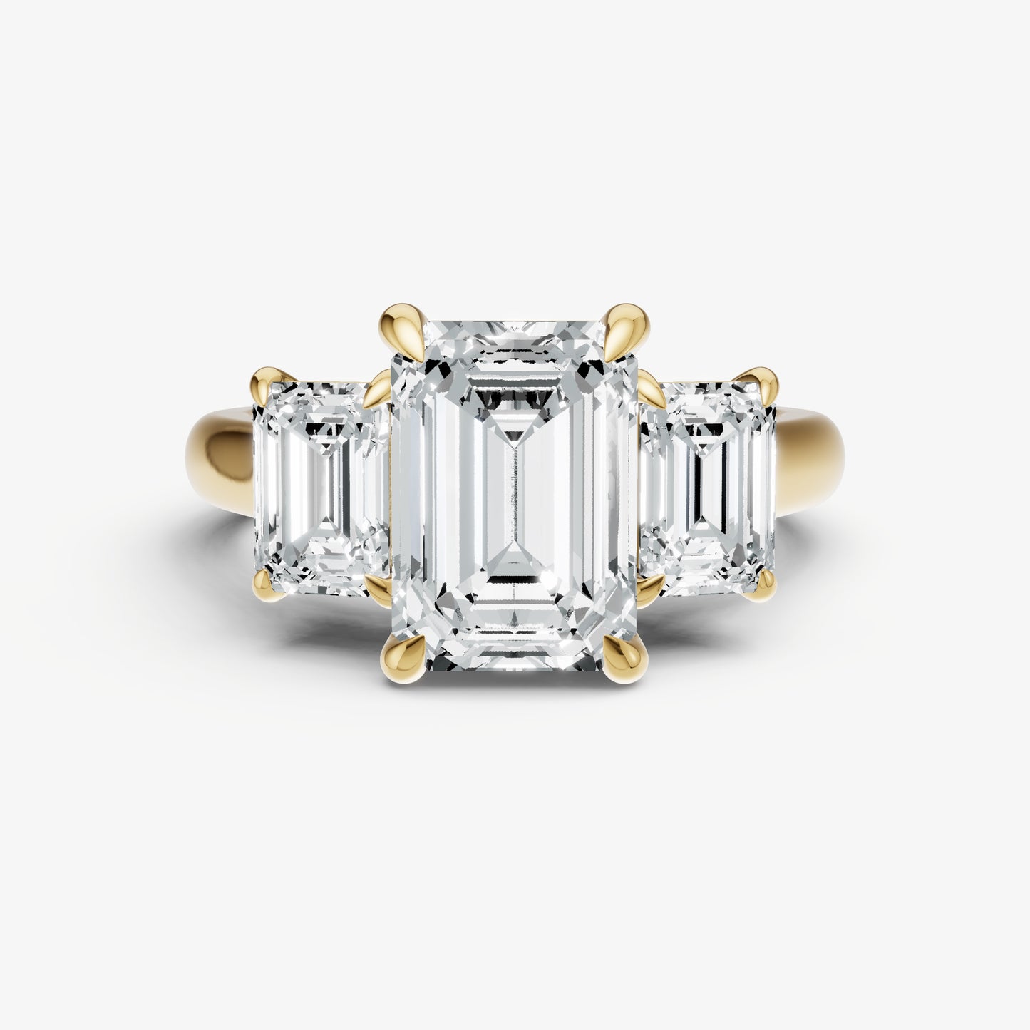 Emerald Trilogy Diamond Engagement Ring with 0.50ct Side Stones