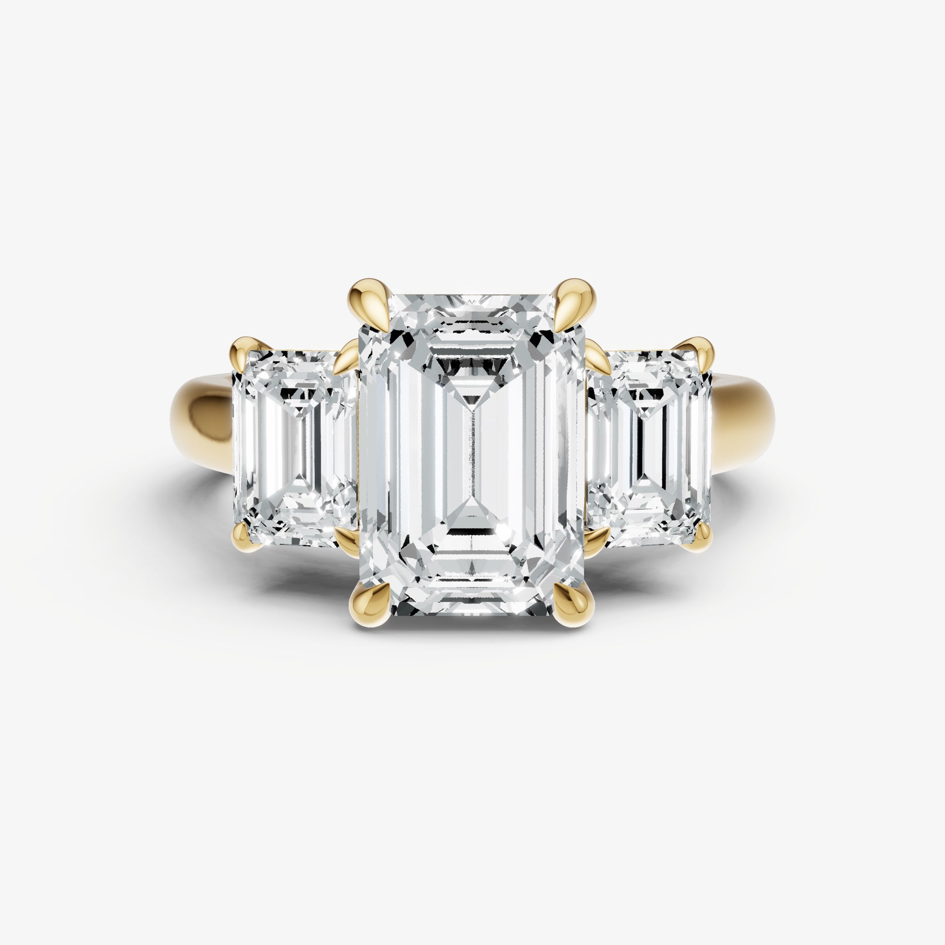 Emerald Trilogy Diamond Engagement Ring with 0.50ct Side Stones