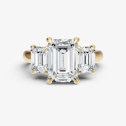 Emerald Trilogy Diamond Engagement Ring with 0.50ct Side Stones