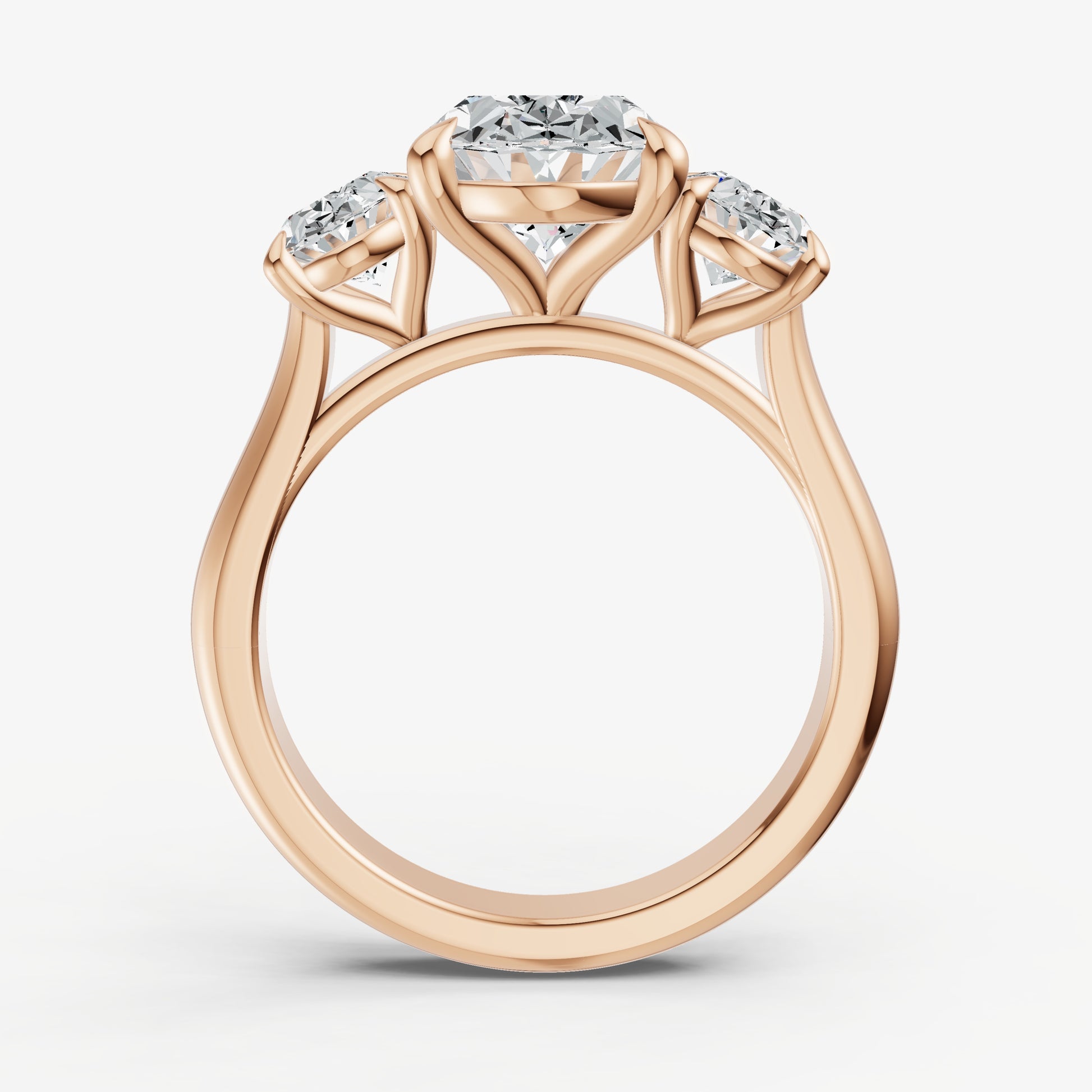 Oval Trilogy Diamond Engagement Ring with 0.50ct Side Stones