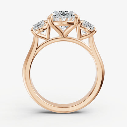 Oval Trilogy Diamond Engagement Ring with 0.50ct Side Stones