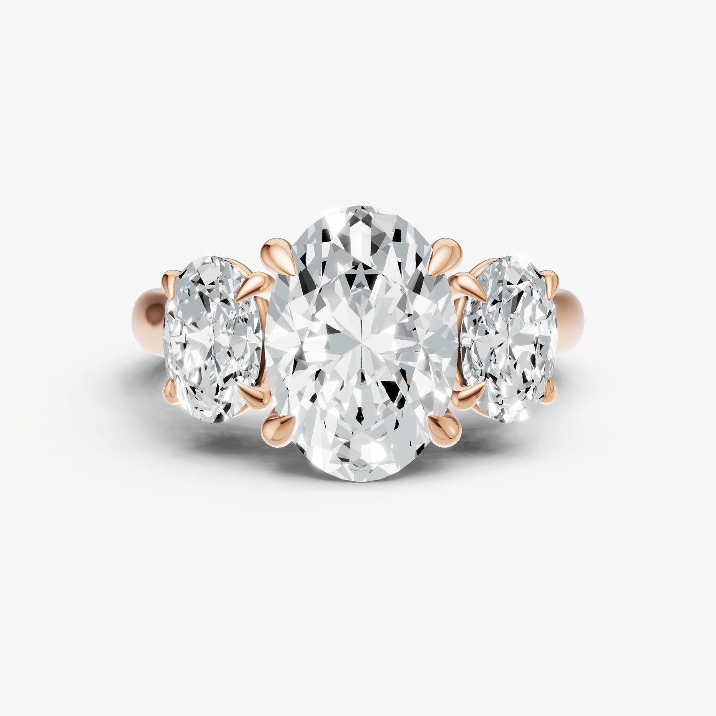Oval Trilogy Diamond Engagement Ring with 0.50ct Side Stones